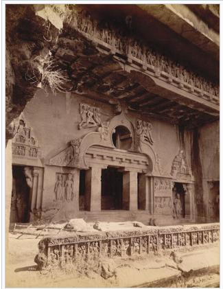 Historic photograph of Vishvakarma cave facade, 1890